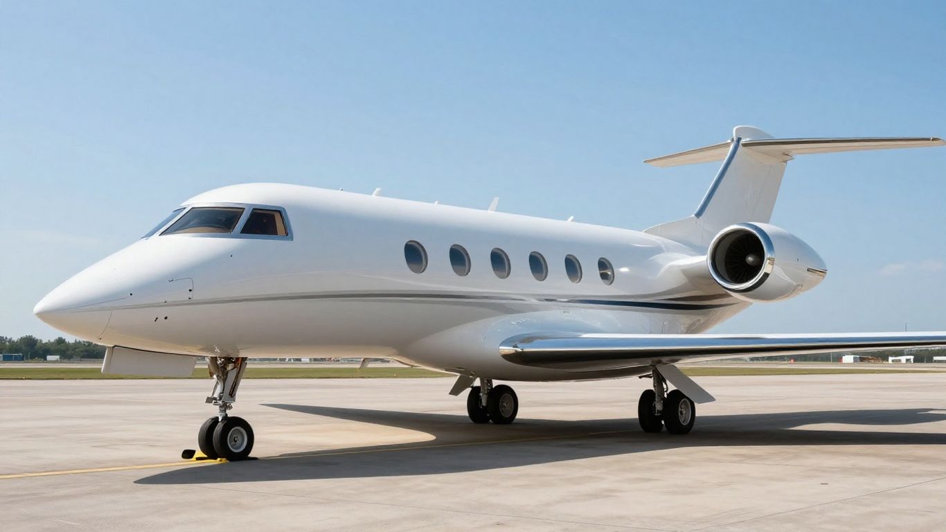 Sleek private jets on a tarmac.