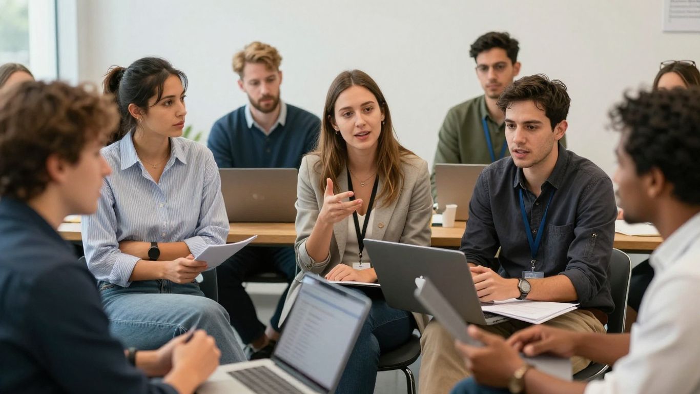 Australian entrepreneurs discussing marketing strategies for small businesses.