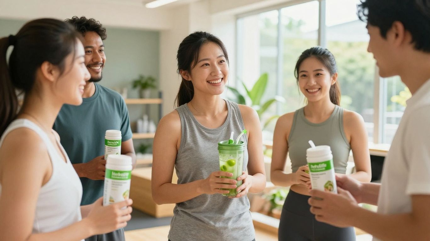 People happily using and selling Herbalife products.