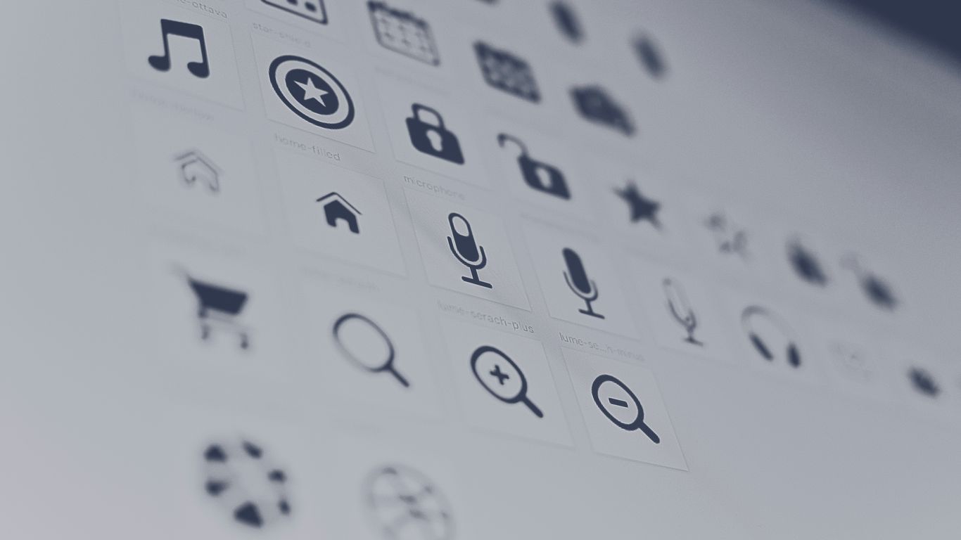 A diverse set of colorful digital content assets