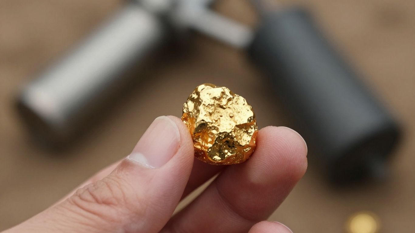 Main d'ouvrier tenant une pépite d'or