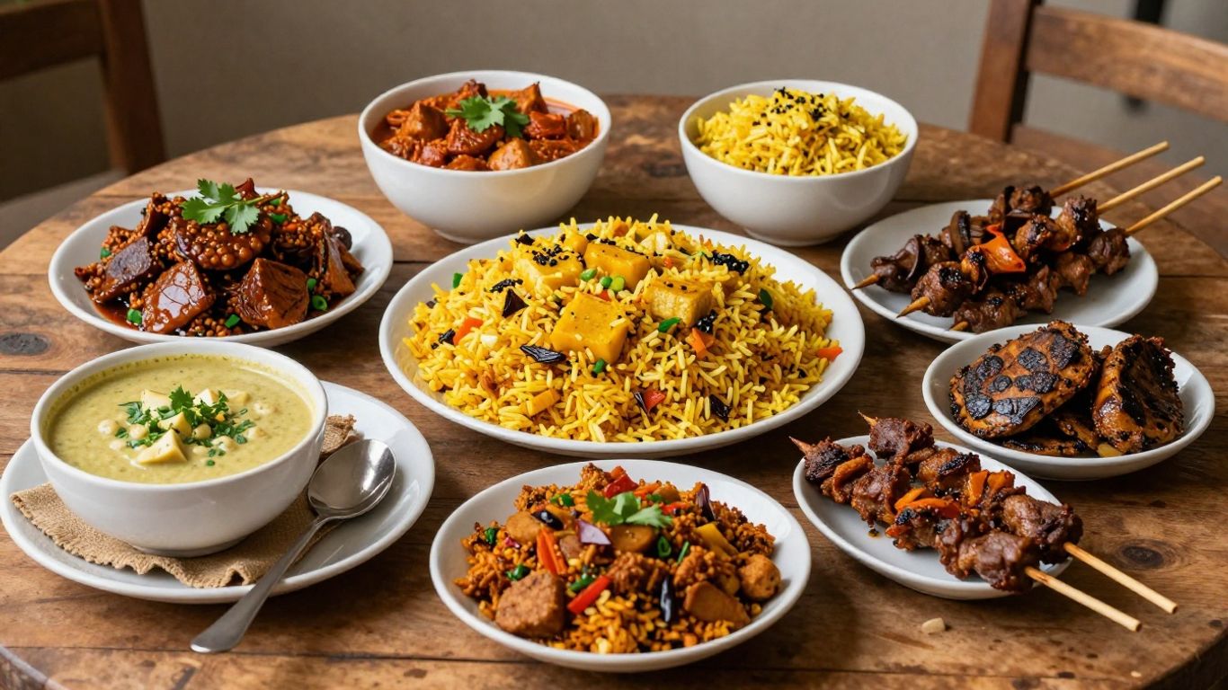 Authentic Nigerian food spread