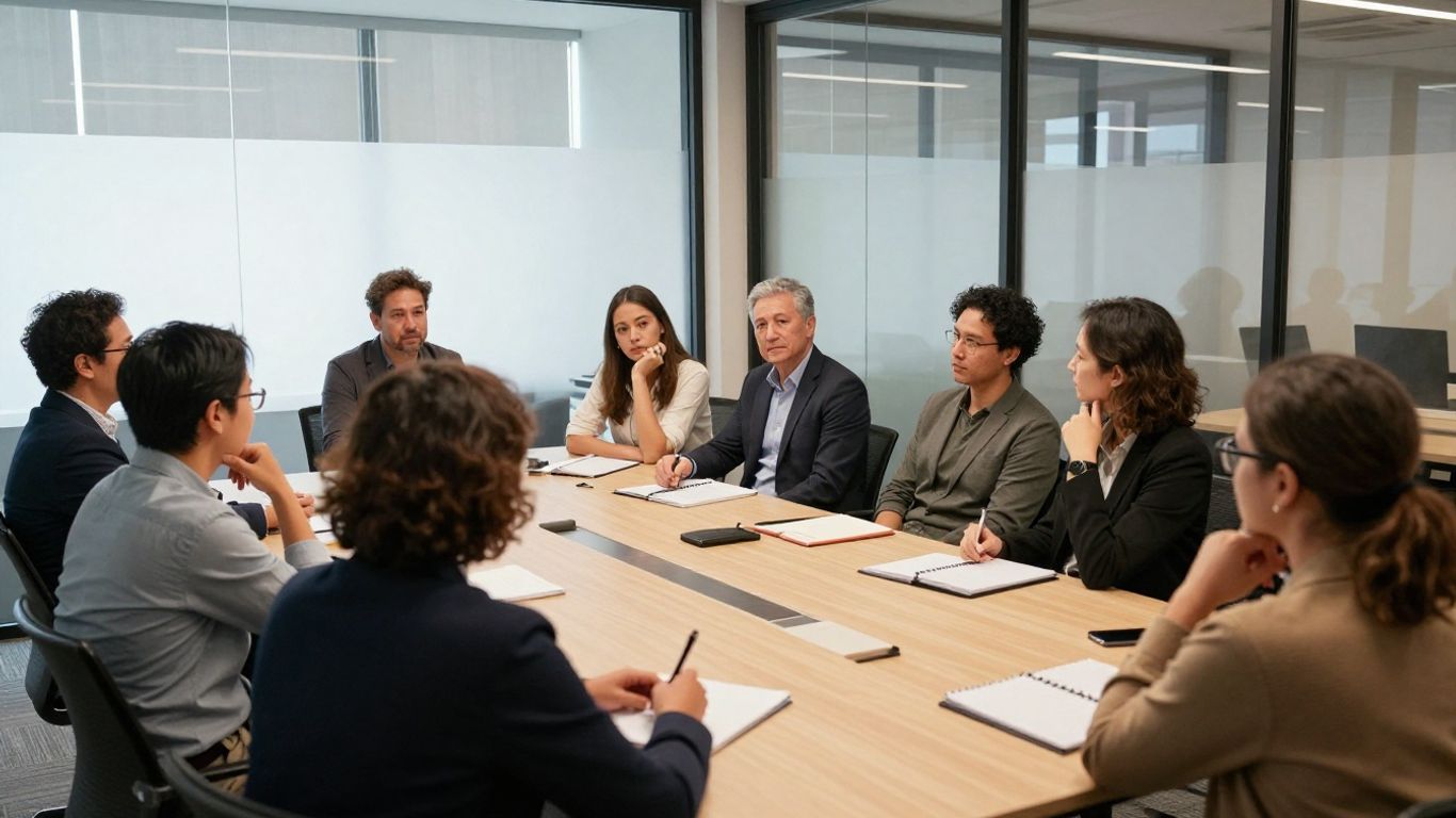 Leadership development workshop with diverse managers