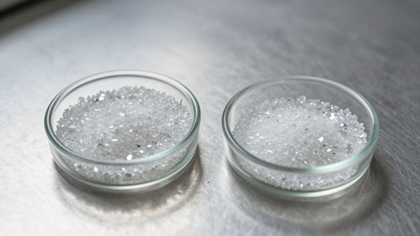 Silver nitrate crystals beside laboratory balance