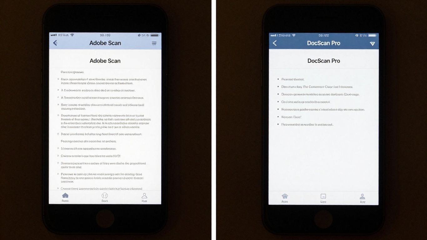 Adobe Scan and DocScan Pro apps on smartphones