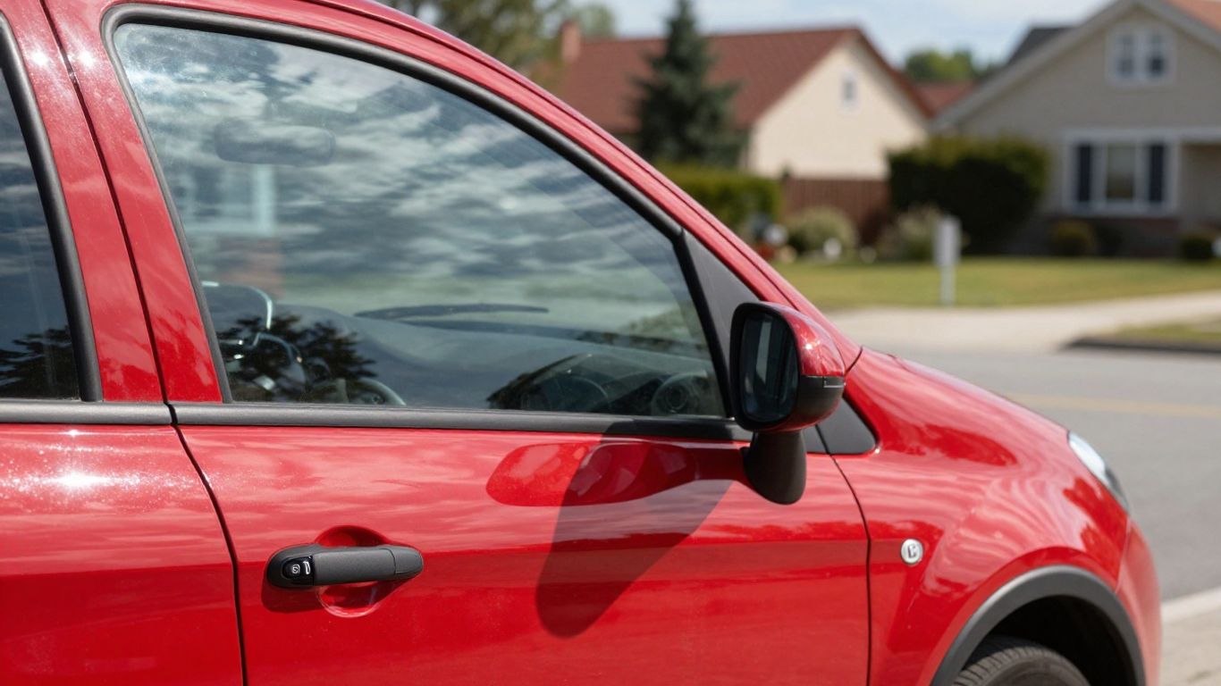 Red Fiat Punto parked on a street