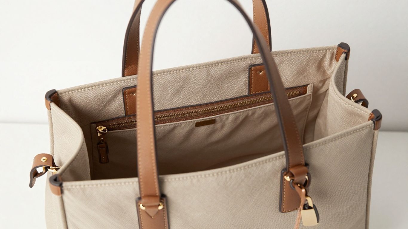 Stylische und geräumige Mama-Tasche, offen und organisiert.