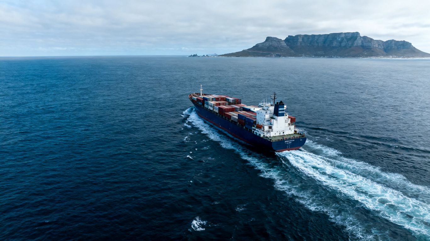 Vrachtschip dat Afrika omvaart
