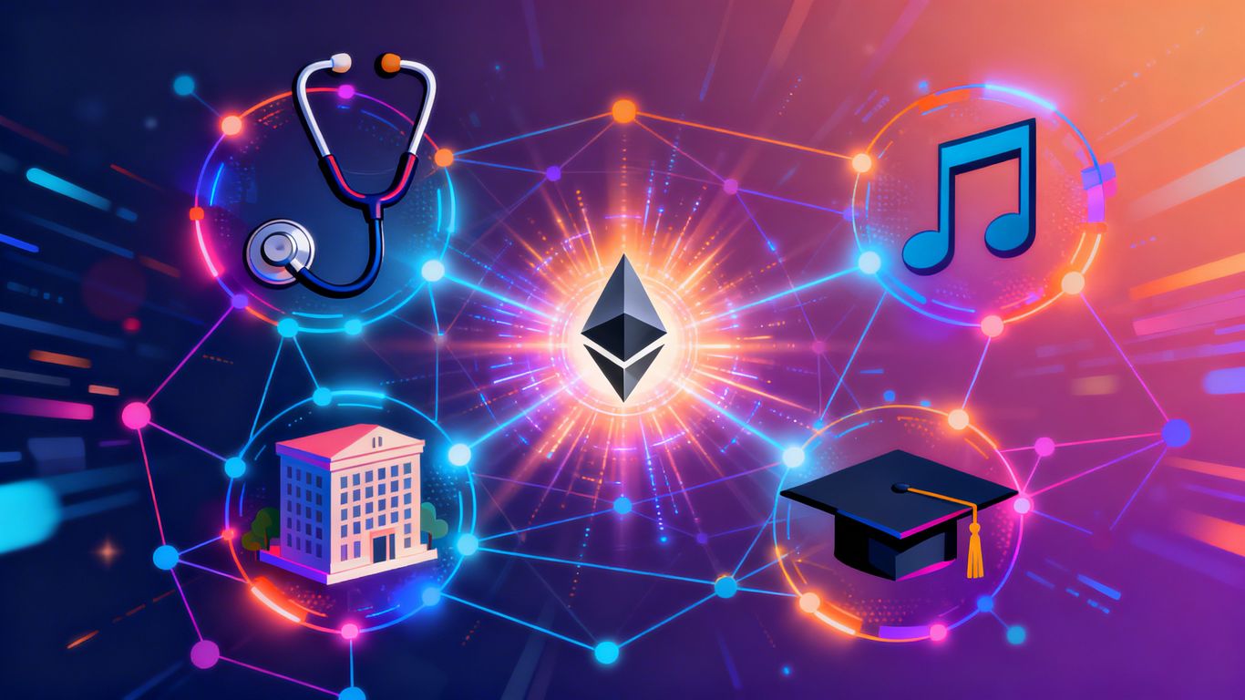 Ethereum network influencing healthcare, real estate, education, and music.