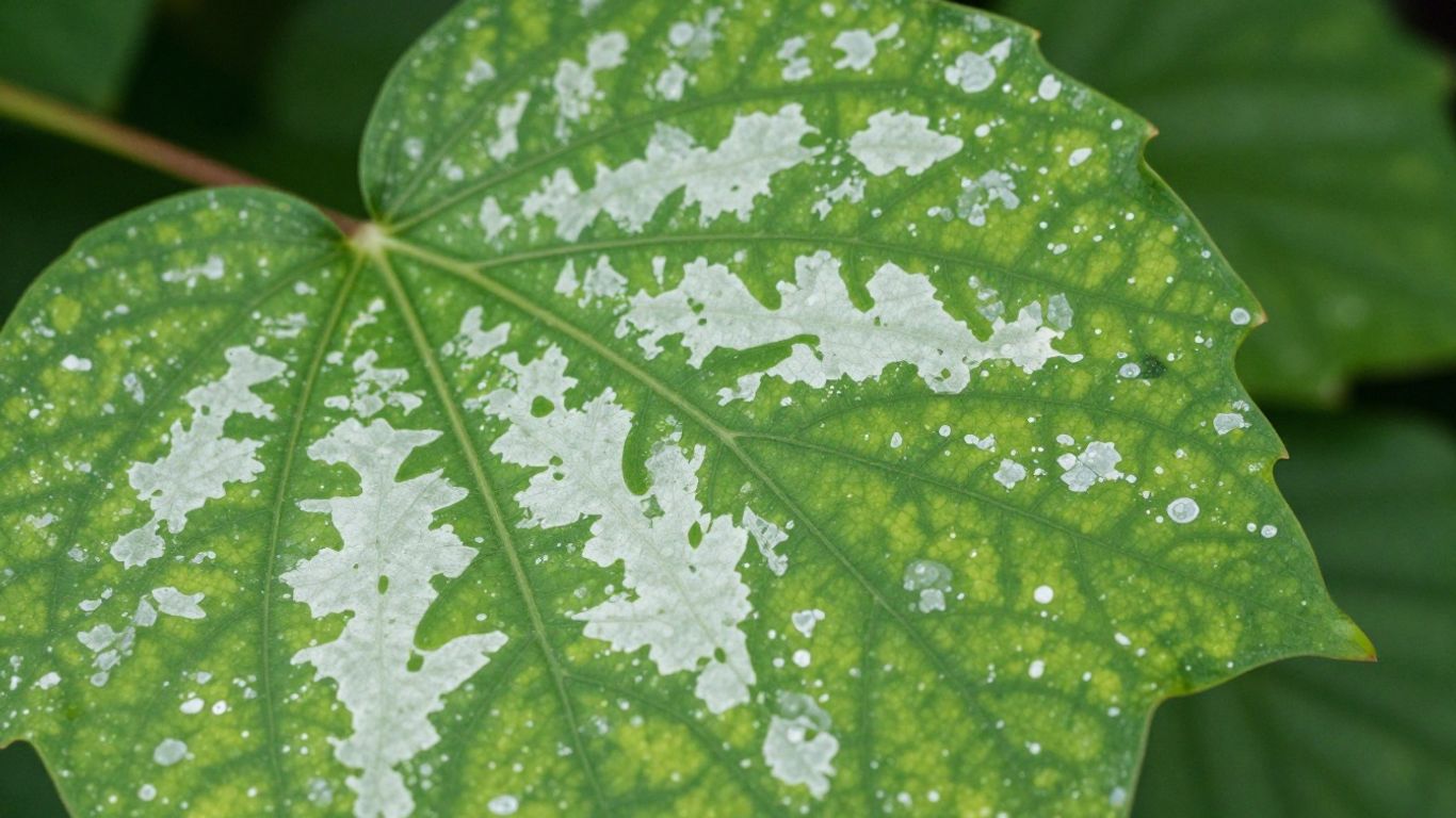 Weiße Flecken auf einem grünen Blatt im Juni