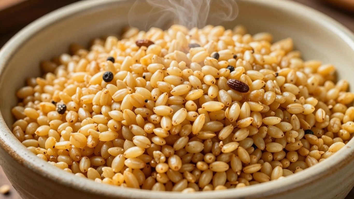 Bowl of cooked dalia grains