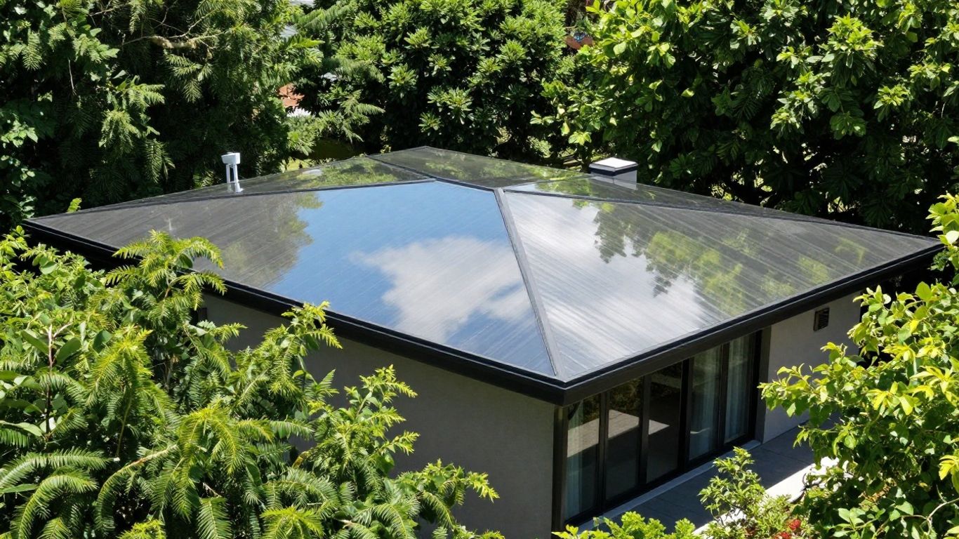Modern house with a bright, energy-efficient roof.