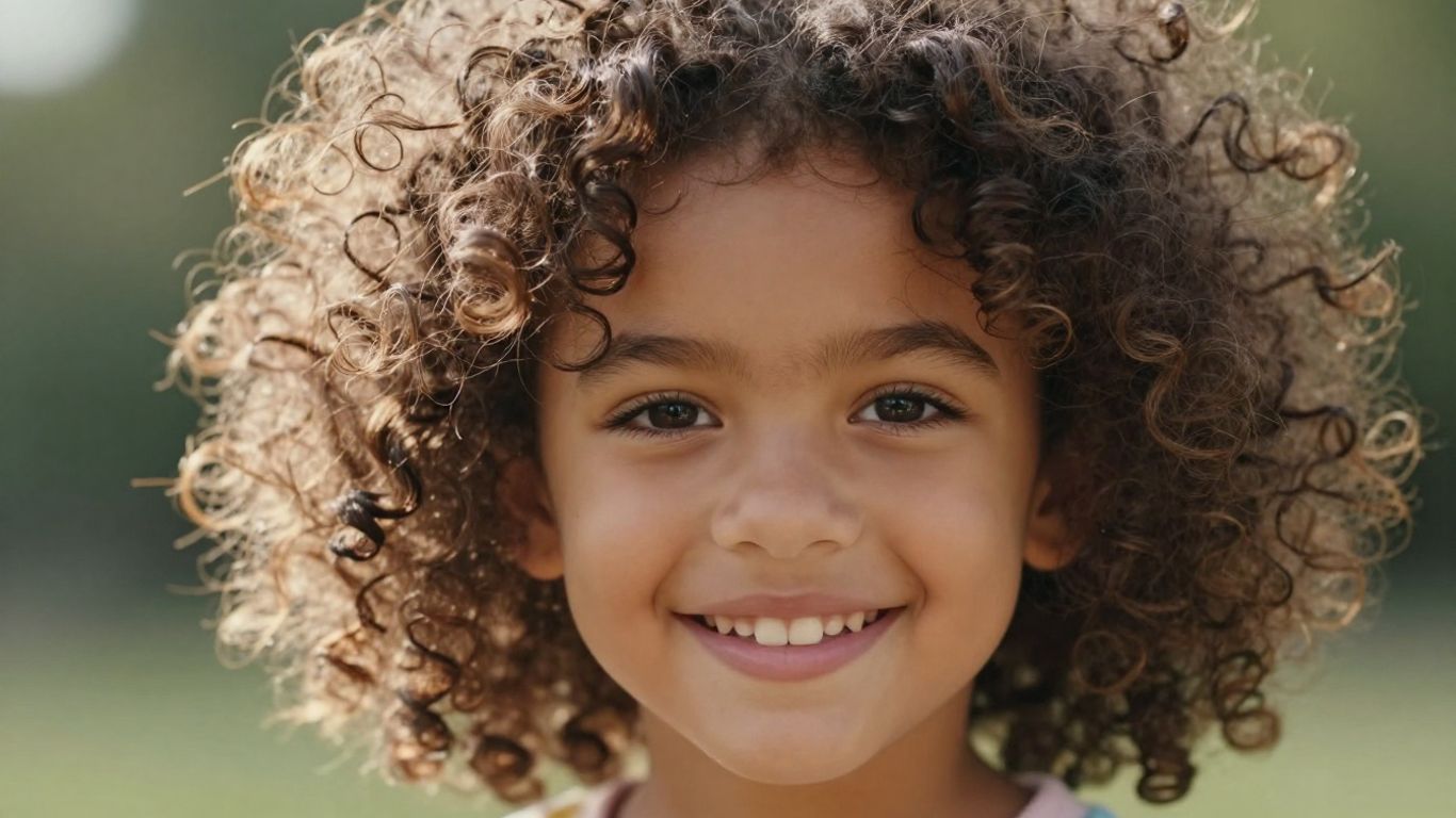 Child with beautiful mixed-race curly hair smiling