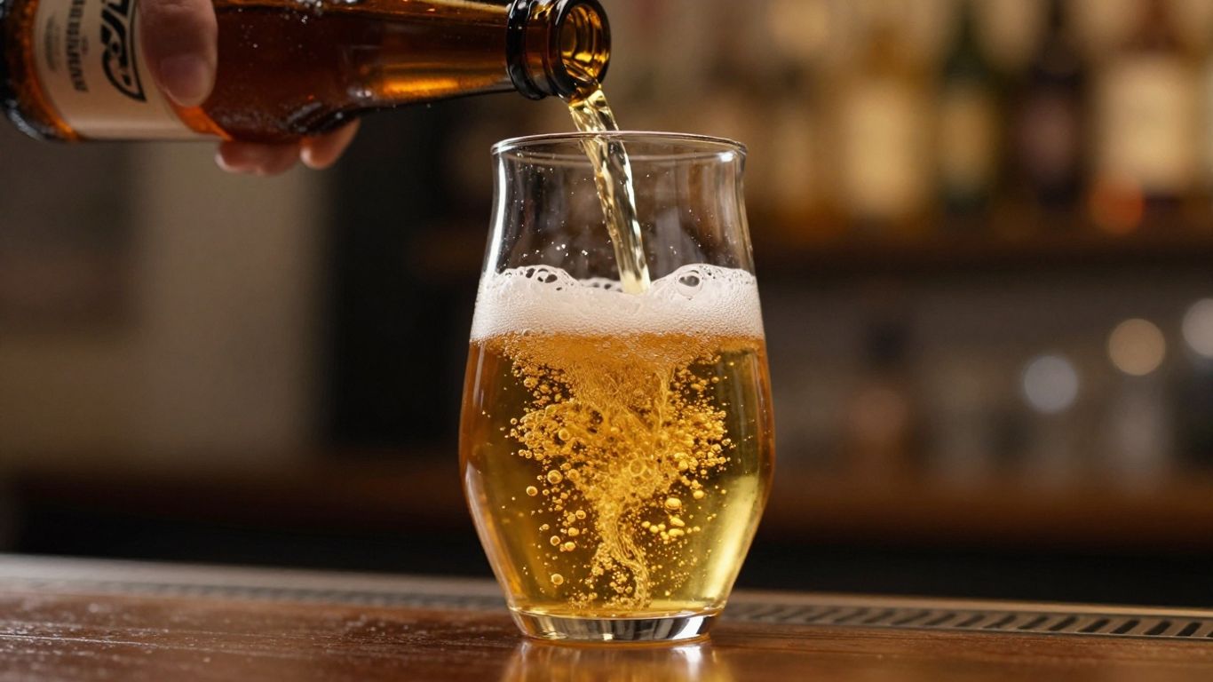A close up of beer being poured into glass