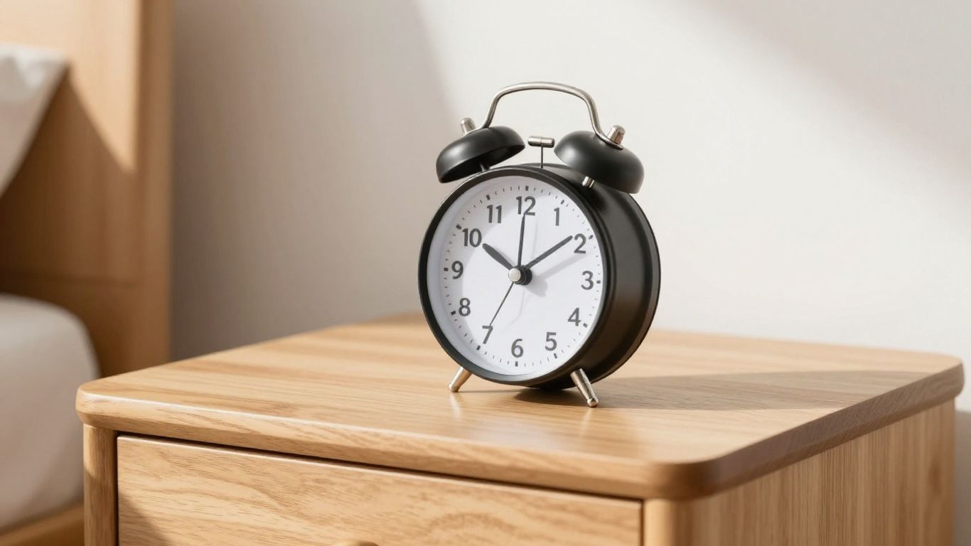 Lichtwecker auf einem stilvollen Nachttisch am Morgen