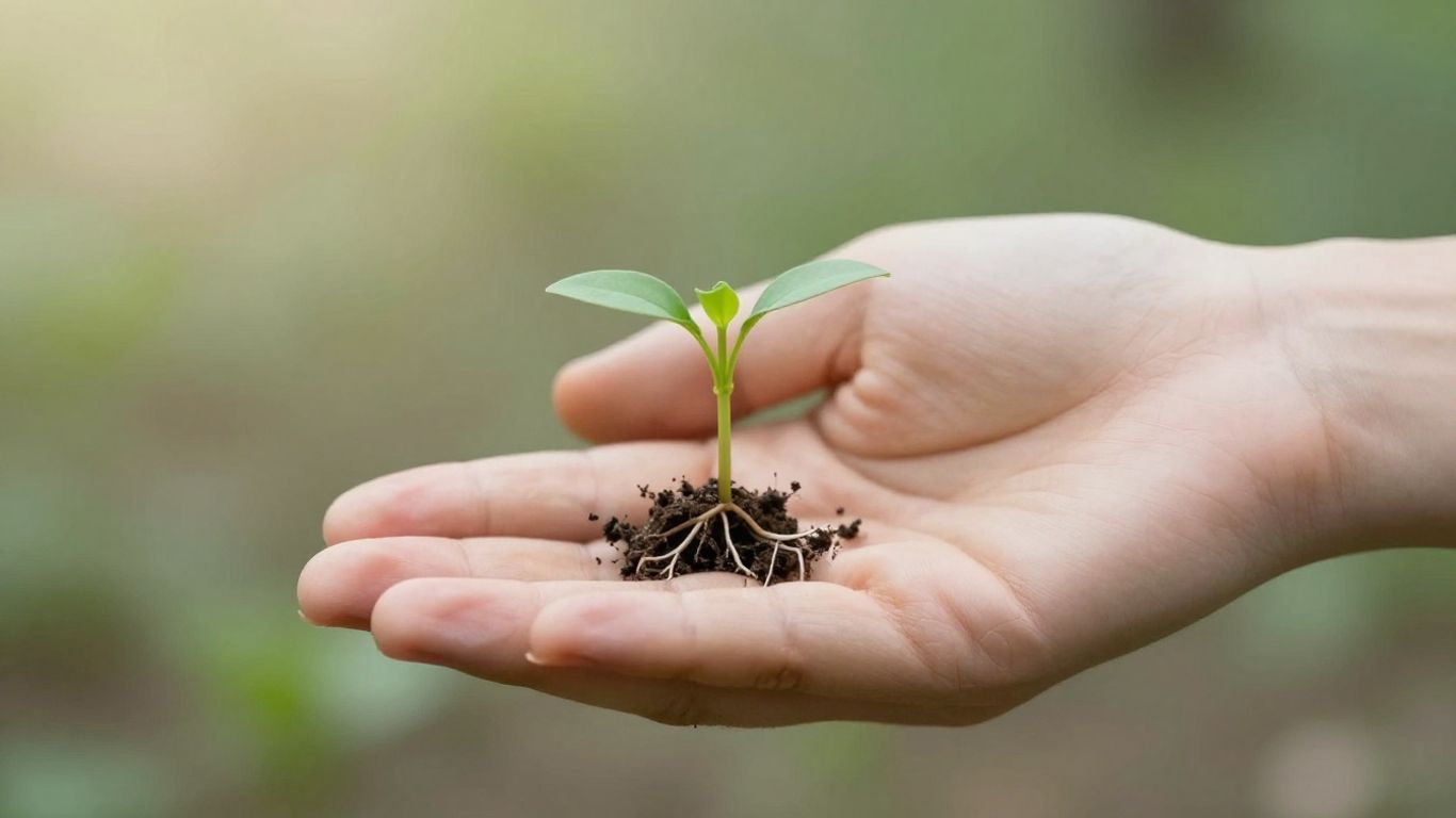 Pessoa cuidando de planta, simbolizando desmame seguro.