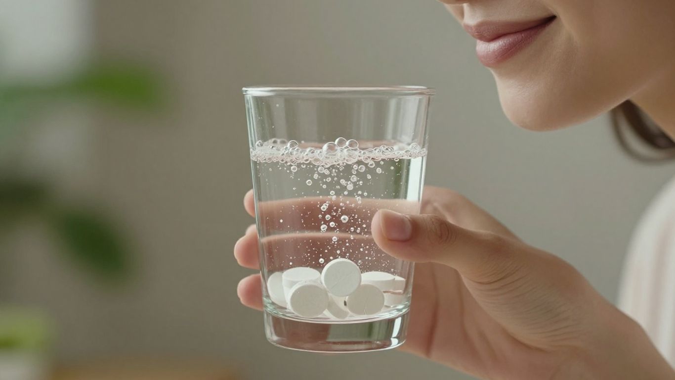 Person enjoying effervescent magnesium supplement drink.