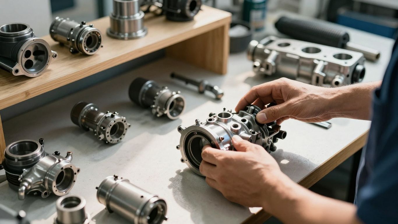 BMW car parts in a workshop