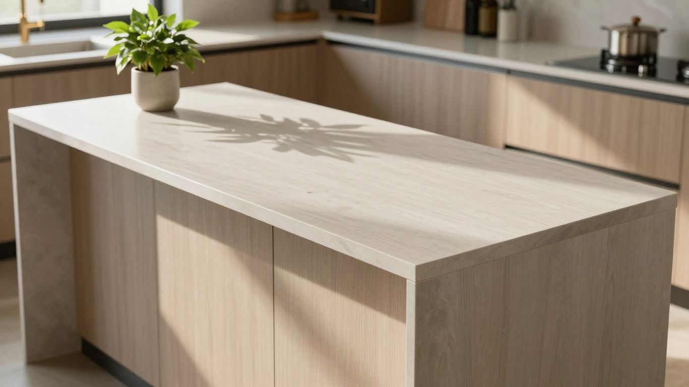 Durable B&Q kitchen worktop on island