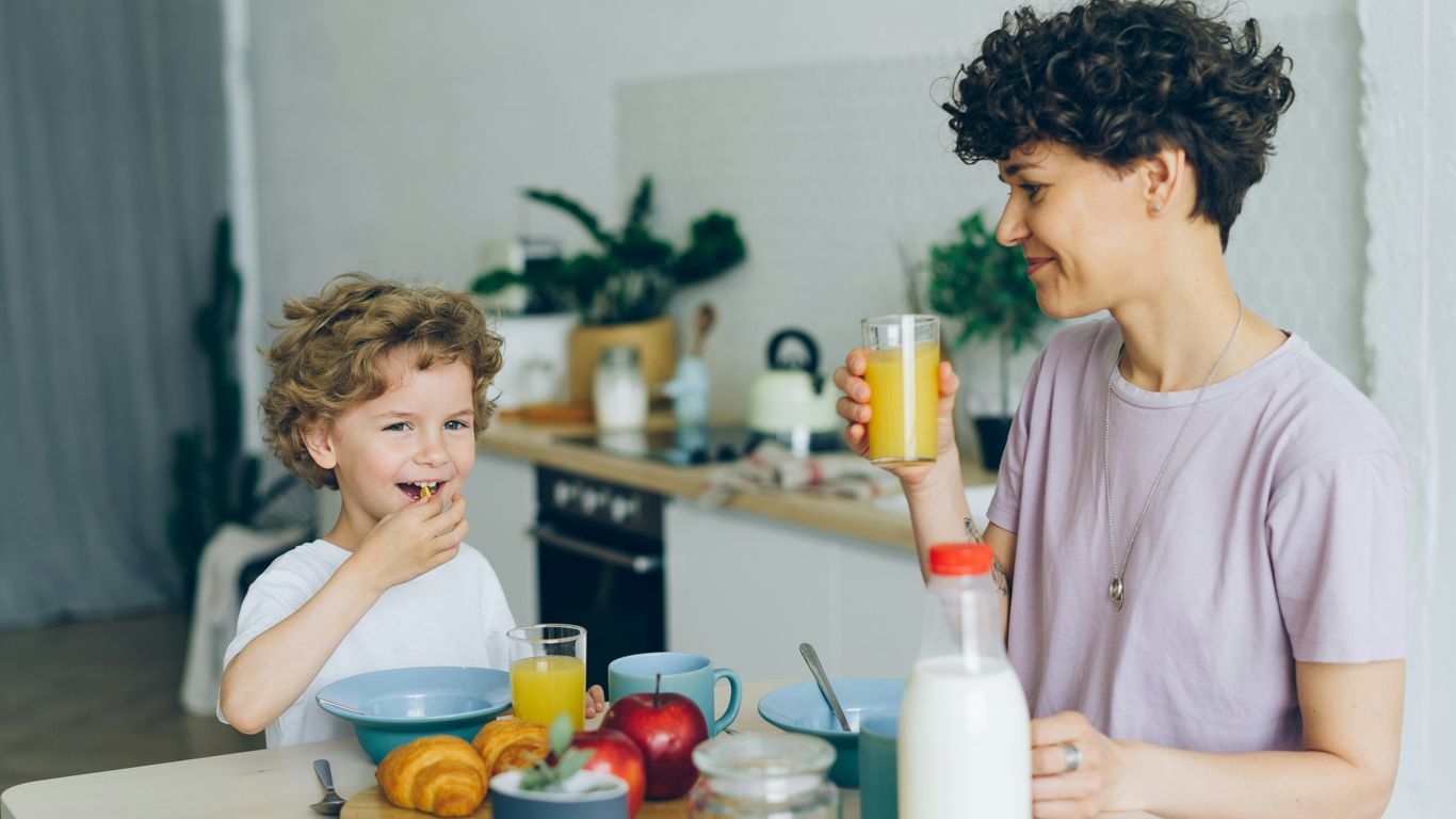 Child practicing an independent morning routine