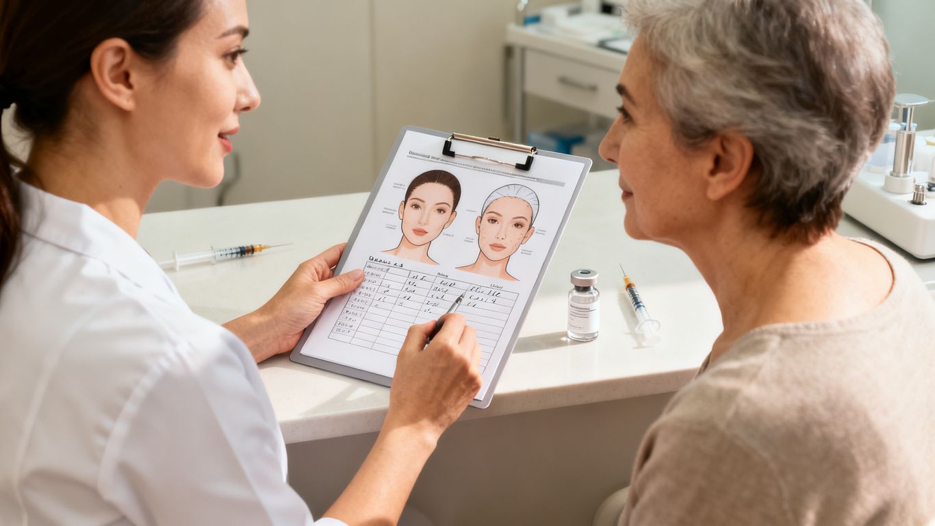 Clinician reviewing therapeutic injection plan
