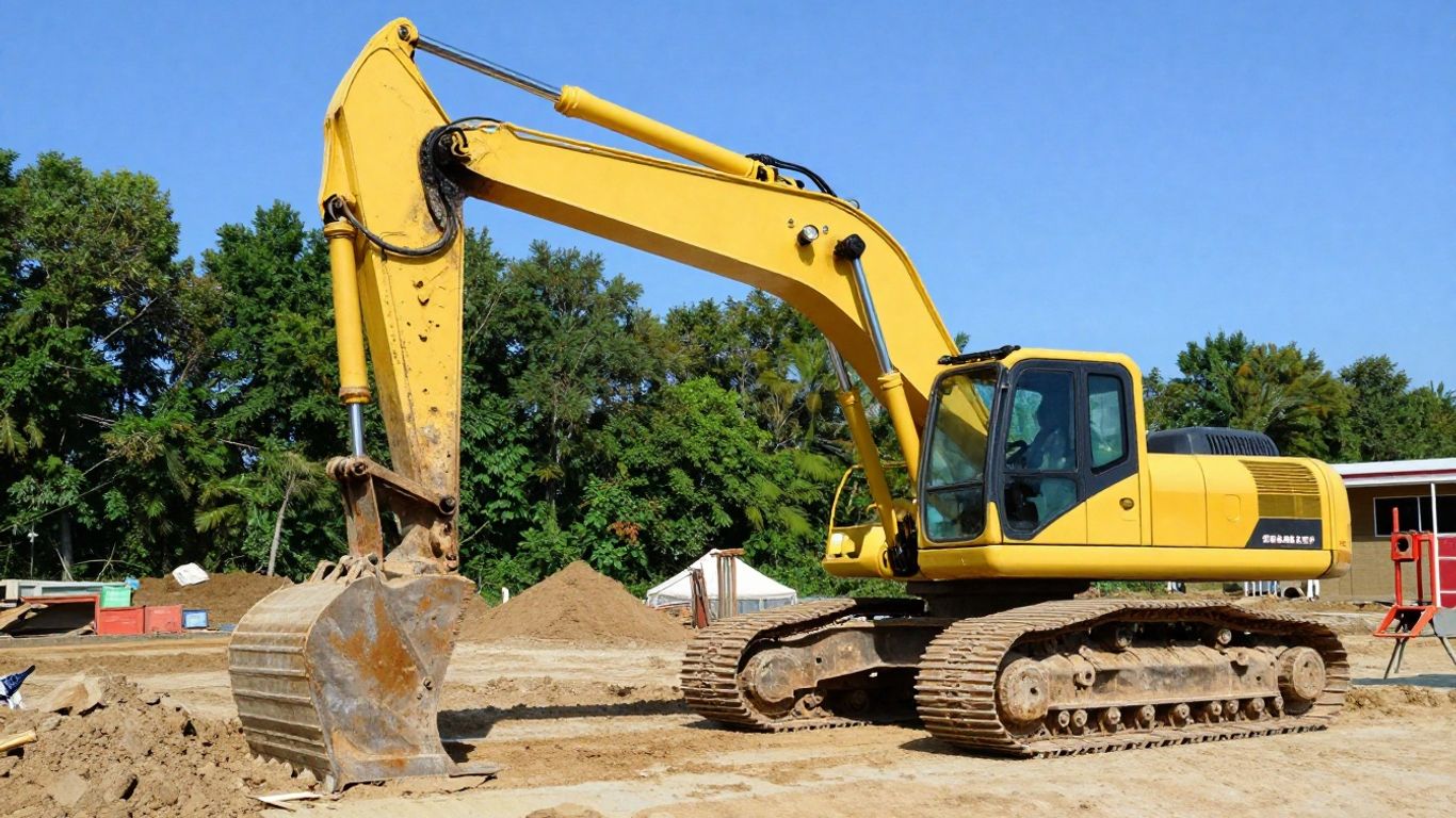 Heavy excavators preparing a local construction site