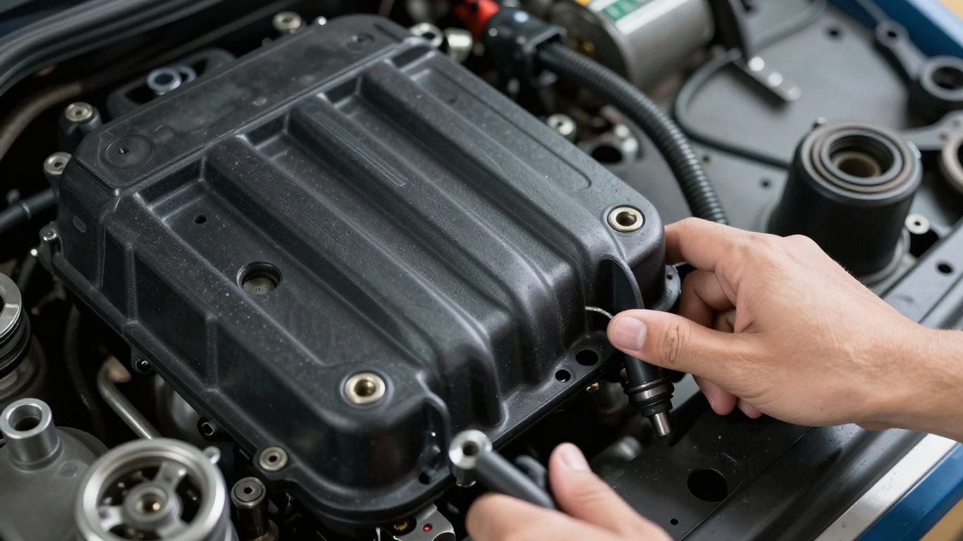 New ignition coil beside Audi engine components