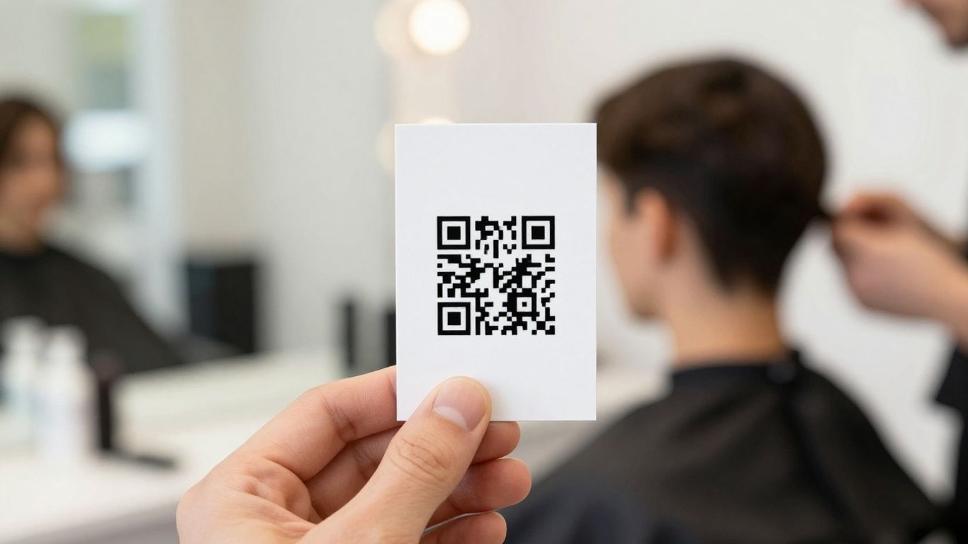 Salon owner using digital cards