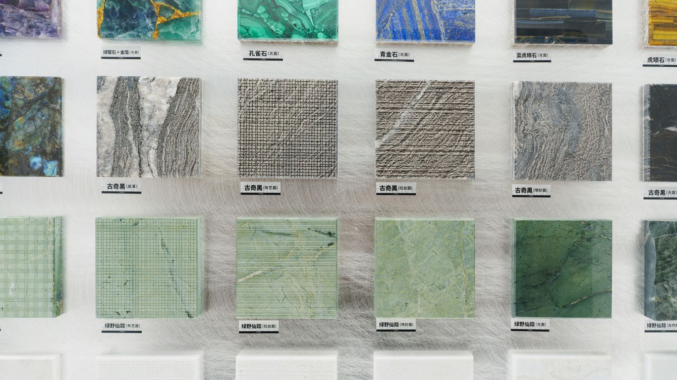 Full marble slabs selected for bookmatching