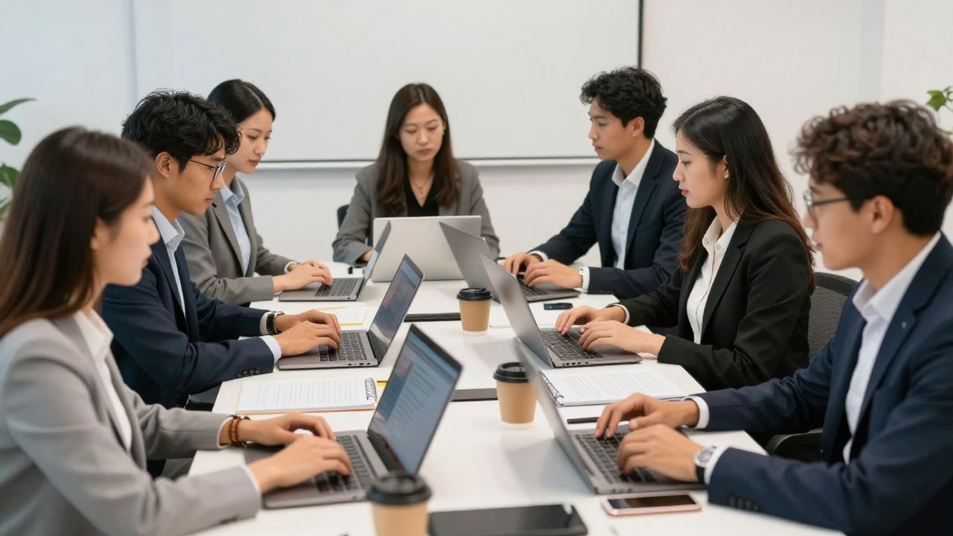 Équipe commerciale analysant des profils prospects