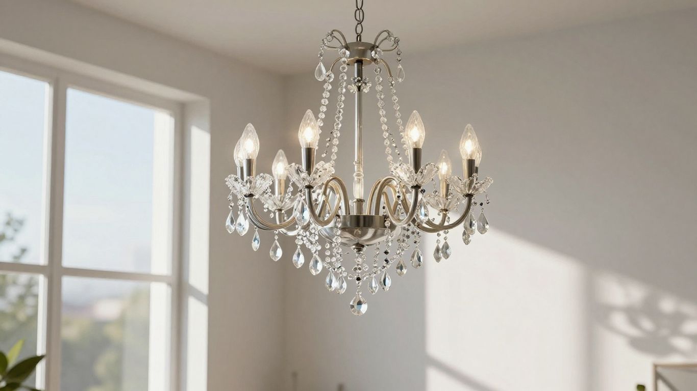 Stylish IKEA chandelier in a bright room