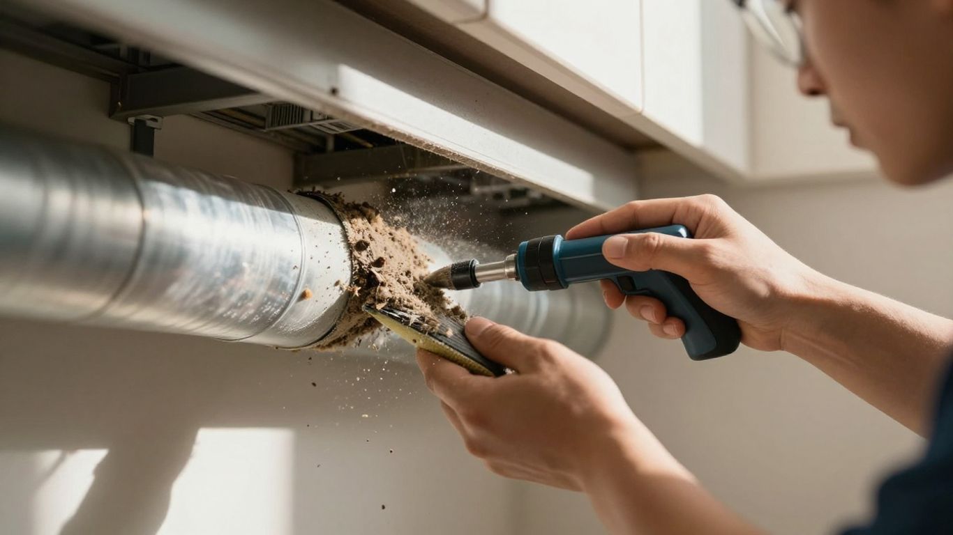 Professional duct cleaning removing dust from air vents.