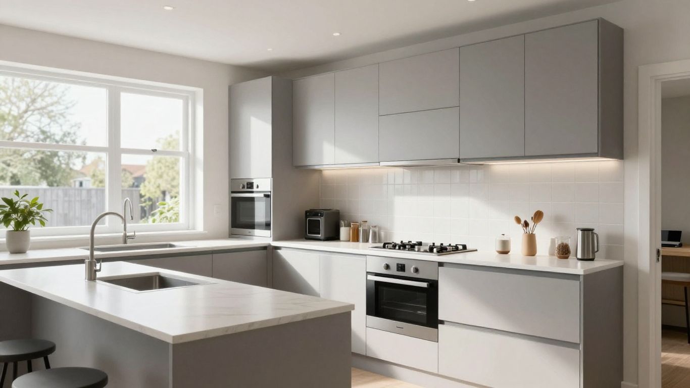 Modern Cambridge kitchen refurbishment with new cabinets and countertops.
