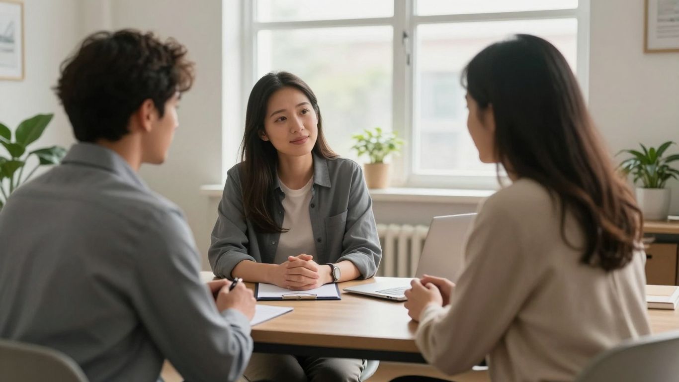 Patient and staff member discussing a payment arrangement