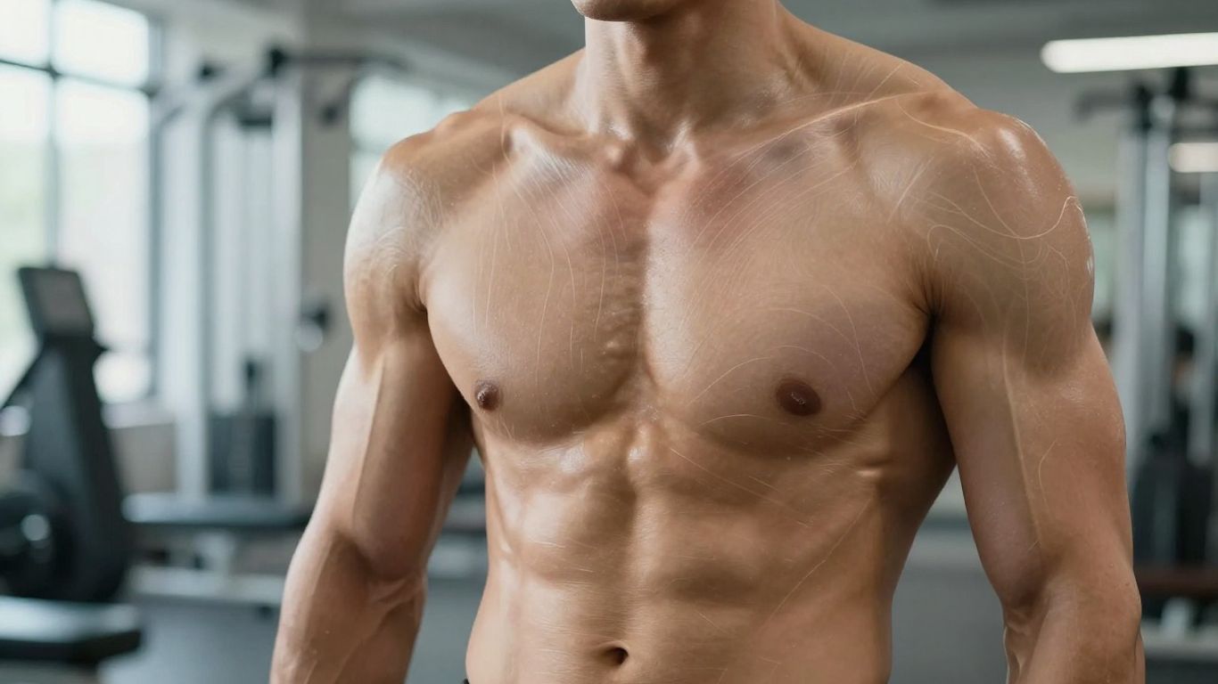 Muscular person with glowing energy lines.