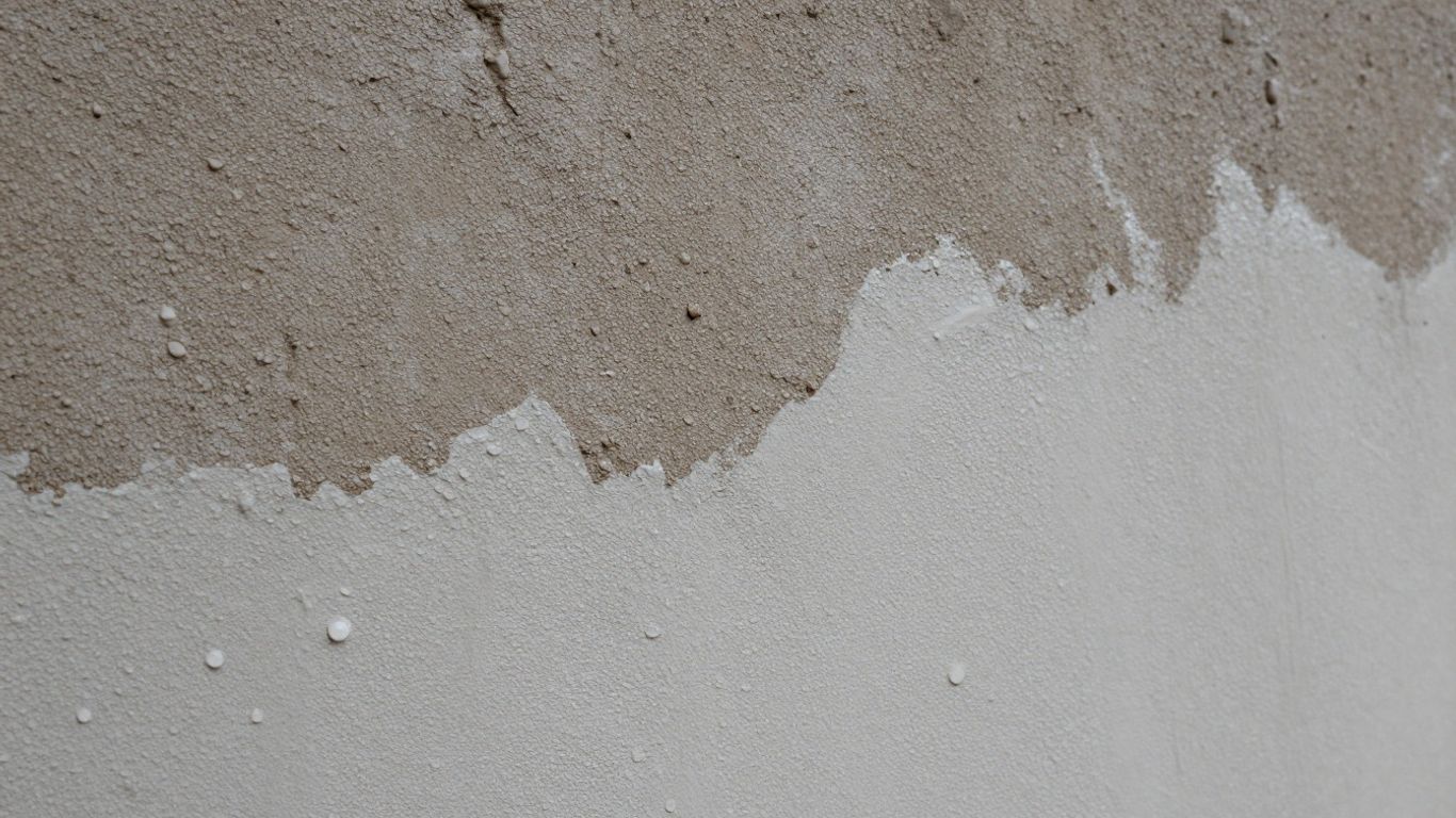 Damp wall with slurry and render comparison.