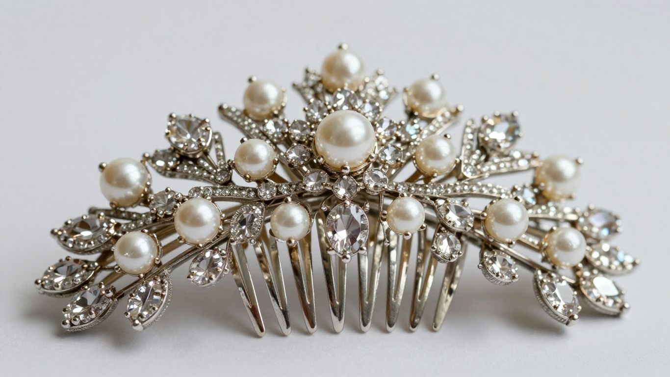 Elegant bridal hair comb with crystals and pearls