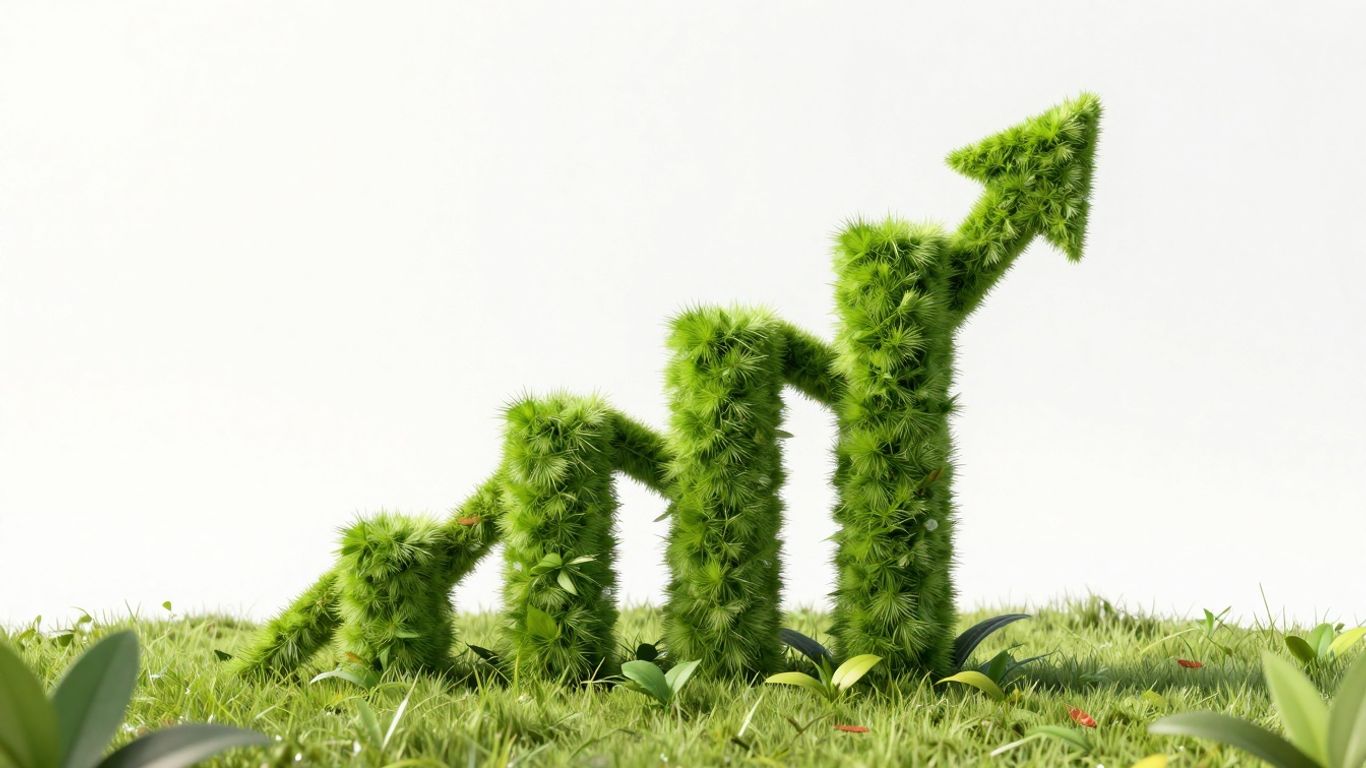 Fast blog growth with upward trends and plant.