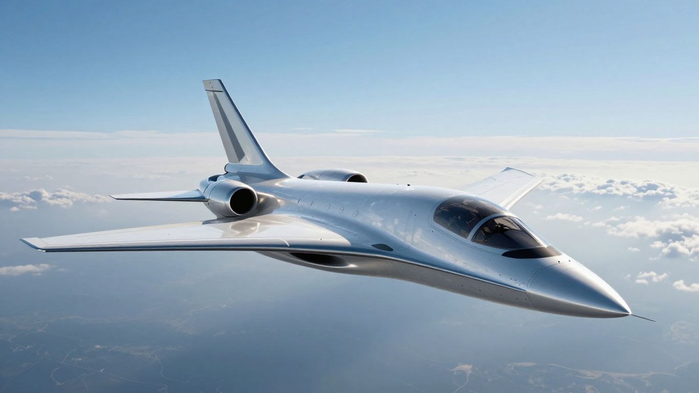Aerion AS2 supersonic jet flying in the sky.
