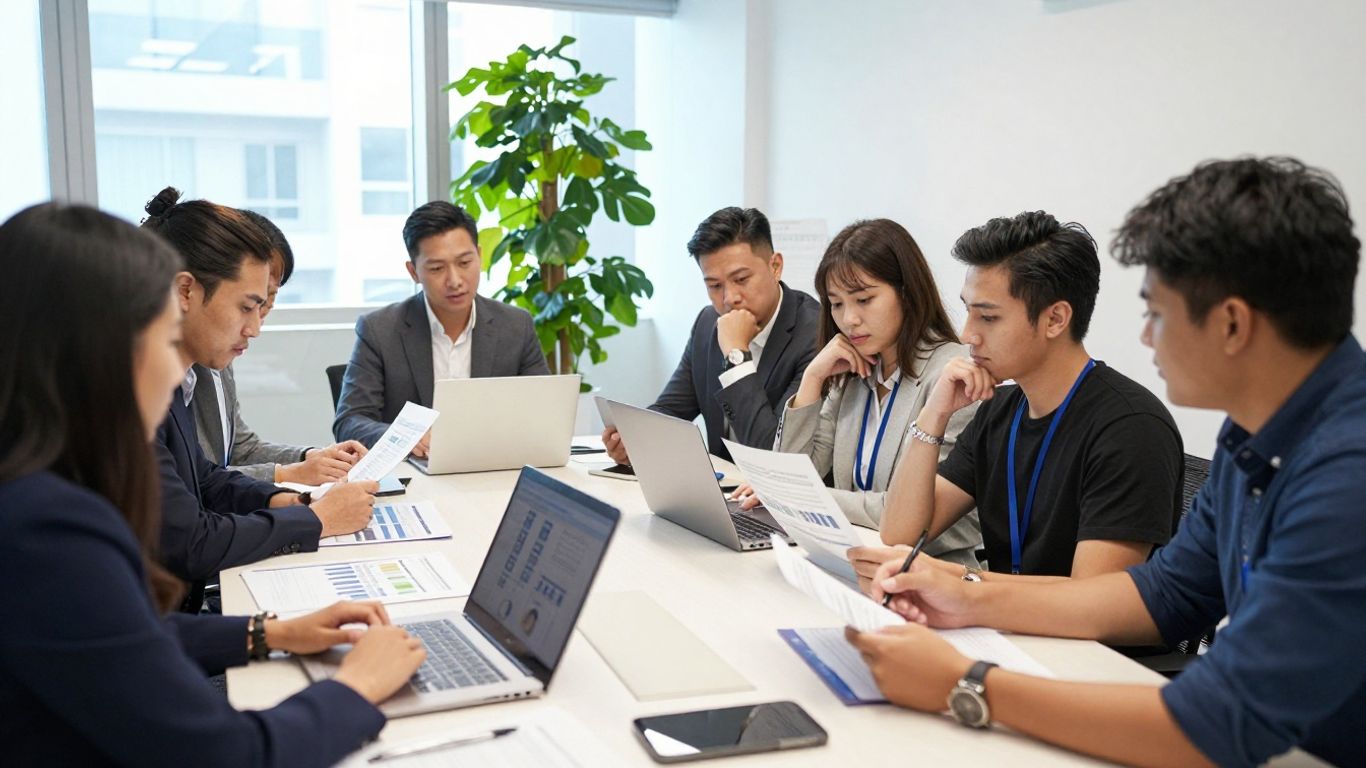 People team reviewing workforce development results