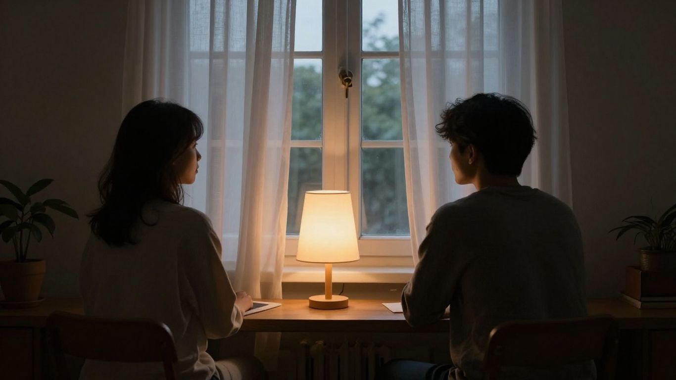 Person im Morgenlicht und Abendlicht mit Lichttherapie.