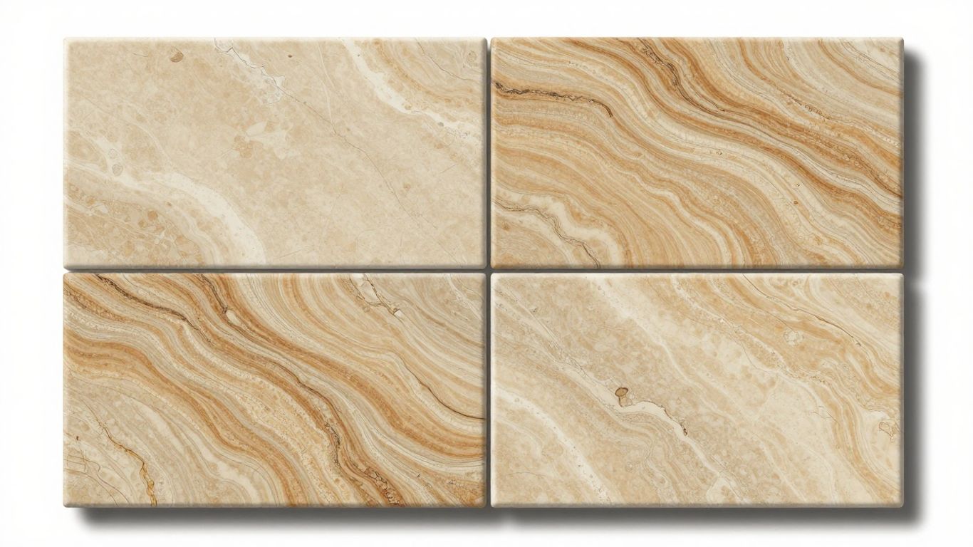 Scabos Travertine tiles with unique earthy colors and patterns.