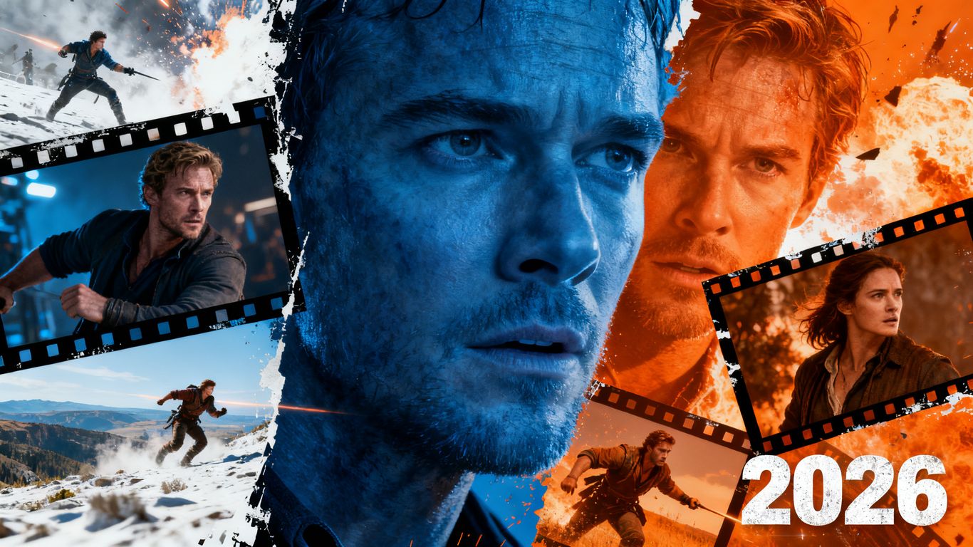 Collage of film stills from the 2026 movie season.
