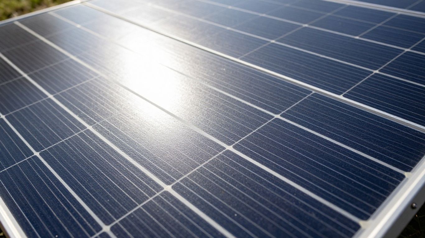 400W zonnepaneel onder de zon, close-up van de cellen.