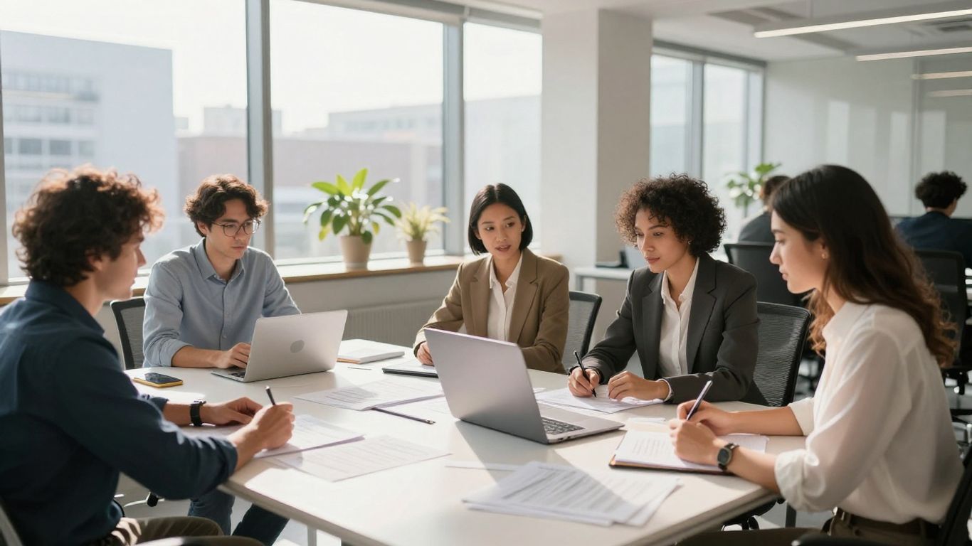 Small business team working in a modern Australian office.