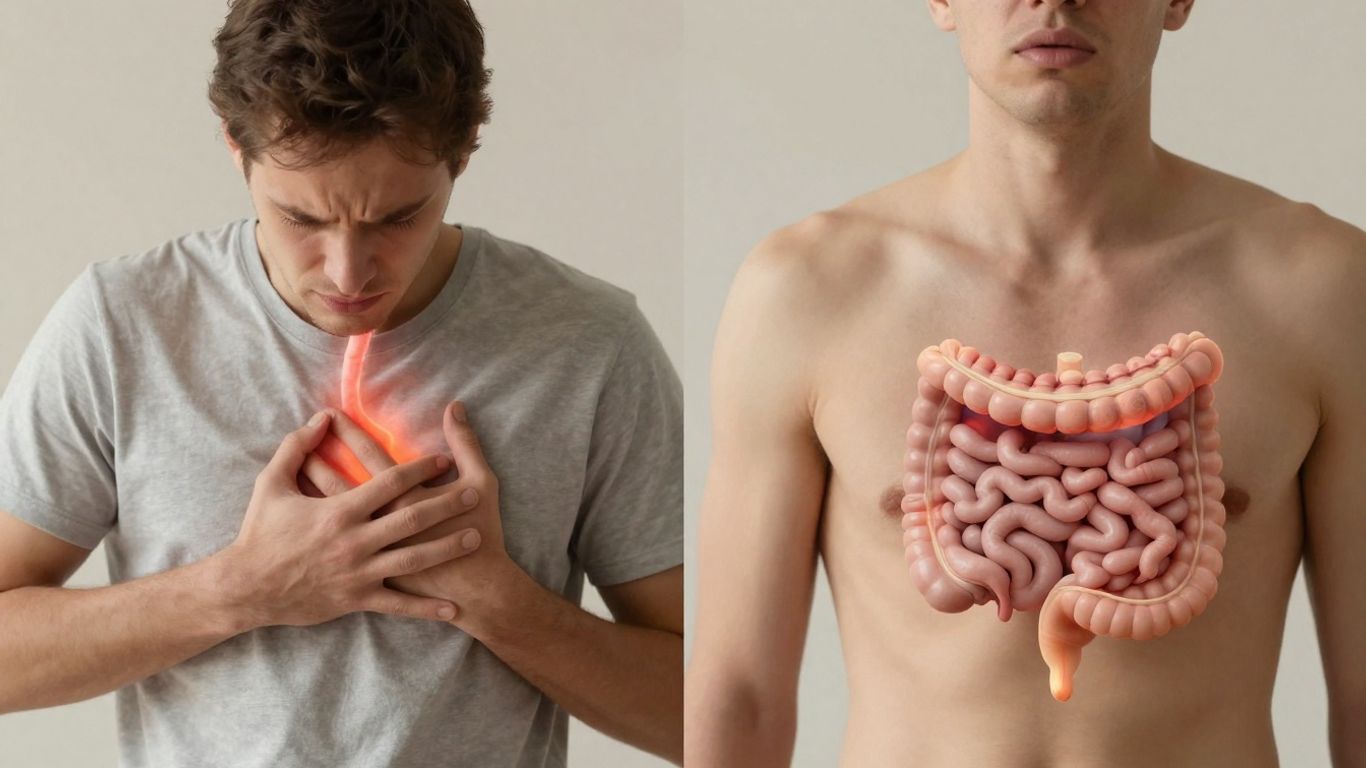 Acid reflux and constipation connection illustration