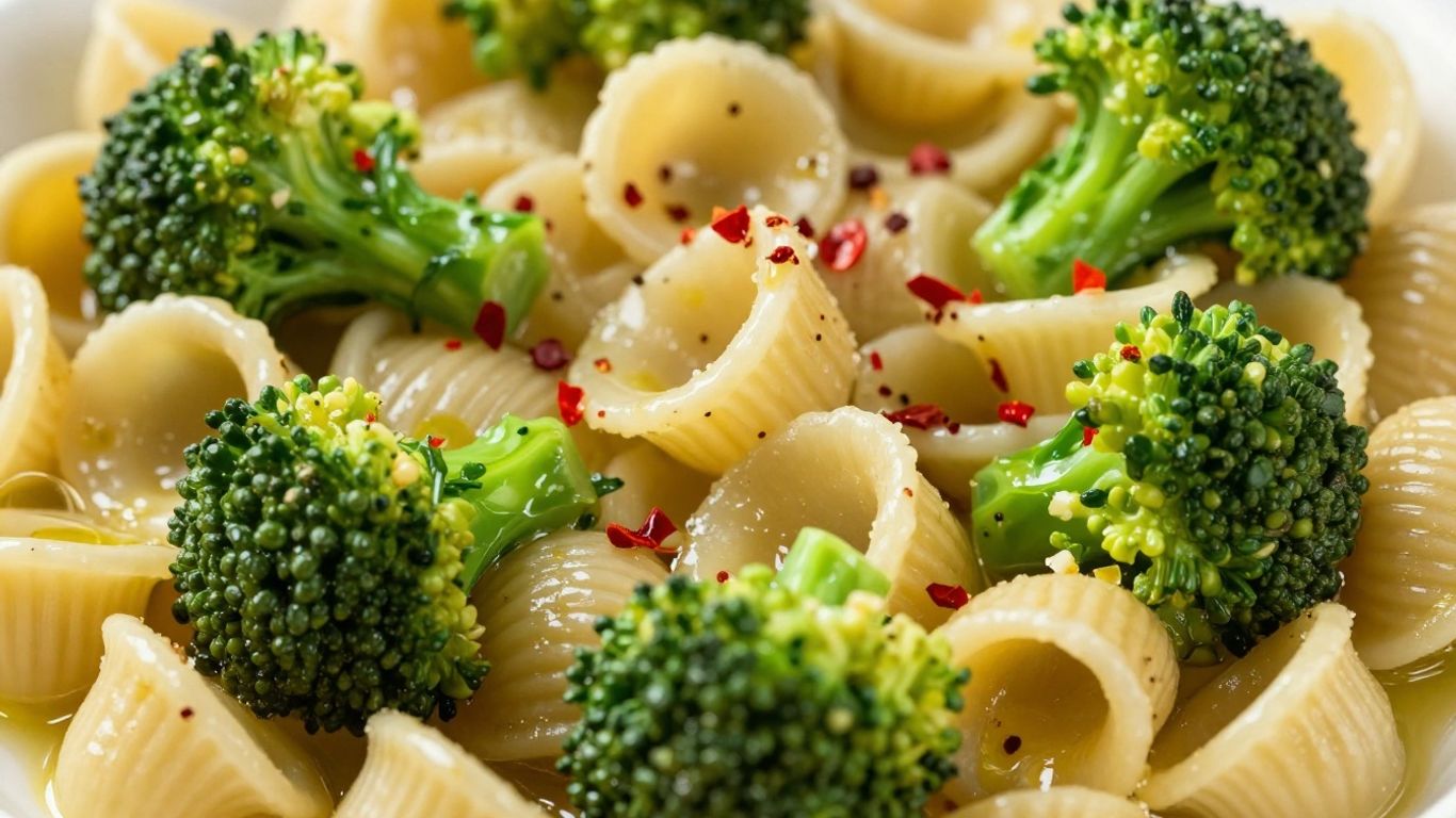 Orecchiette pasta with broccoli rabe and red pepper flakes.