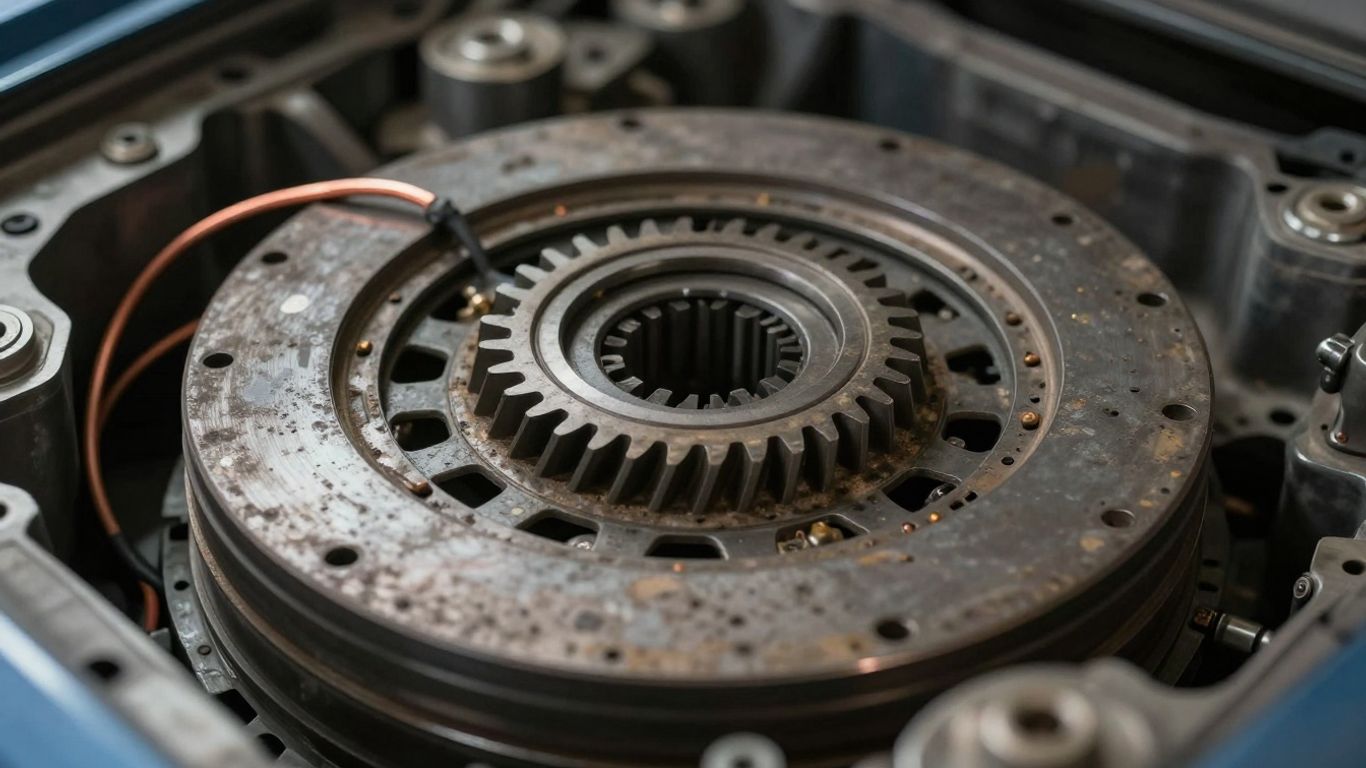 Worn clutch plates and gear components
