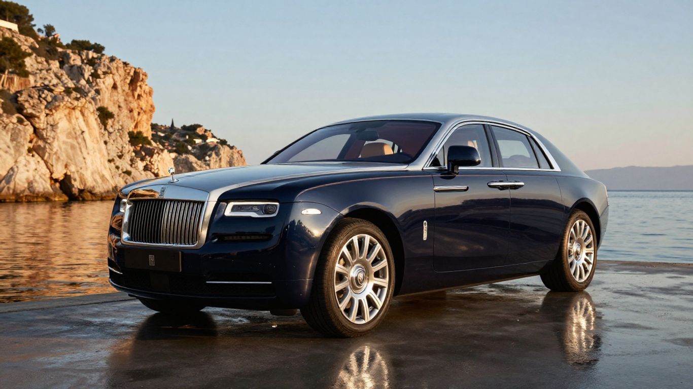 Rolls-Royce Boat Tail beside calm coastal water