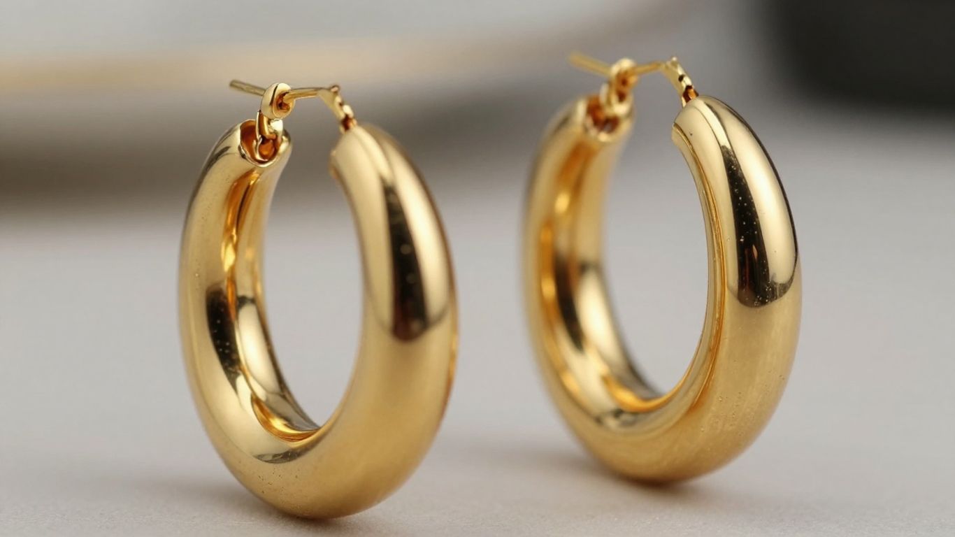 Bold gold hoop earrings with intricate design